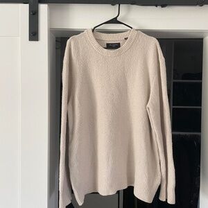 AllSaints Men's Cream and White Jumper